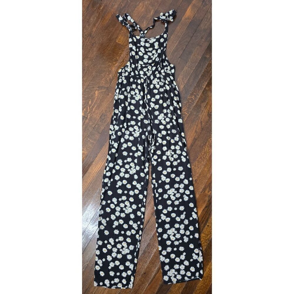 Y2K Wet Seal Black White Daisy Romper Jumpsuit Overalls - Picture 10 of 12